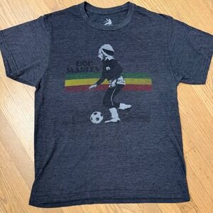 Zion Rootswear Bob Marley Soccer Graphic T-Shirt Charcoal Heather Gray Mens M